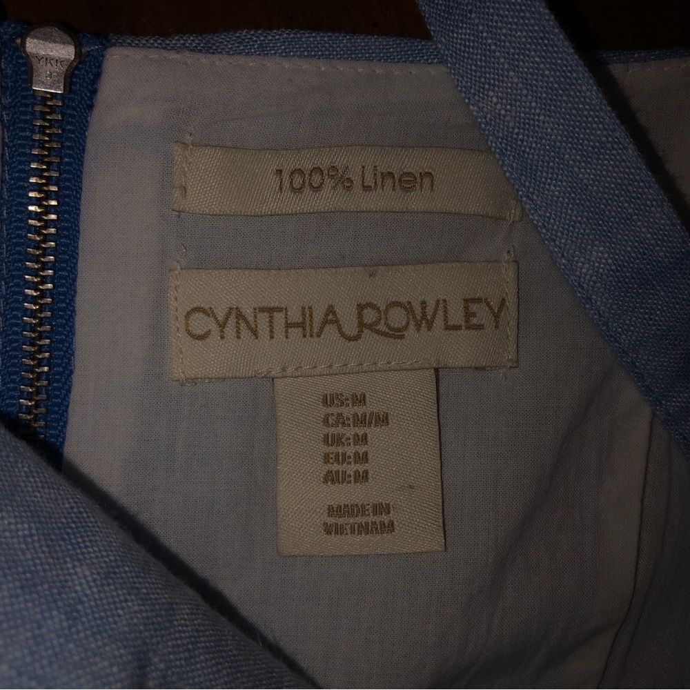 PREOWNED Cynthia Rowley PINK AND BLUE 100% Linen Dress SZ M - Picture 3 of 7